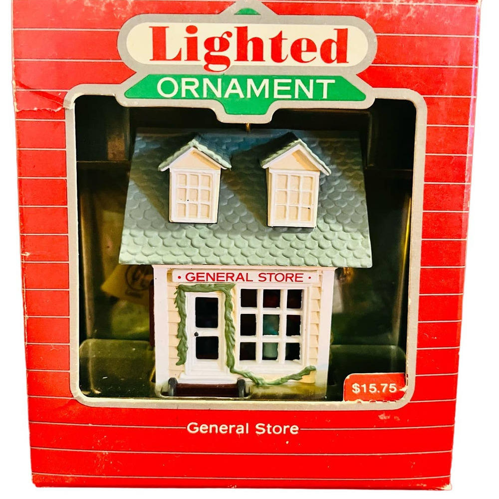 Hallmark holiday magic lighted ornament, general store, 1986